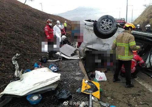 高速连环车祸 白车将另一车压下面